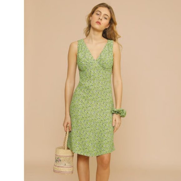 Rouje Paris Silvia Dress in Jade Green - Picture 1 of 6